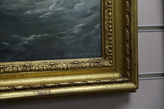 James Webb (1825-1895), oil on canvas, Shipping along the coast, signed, 60 x 90cm